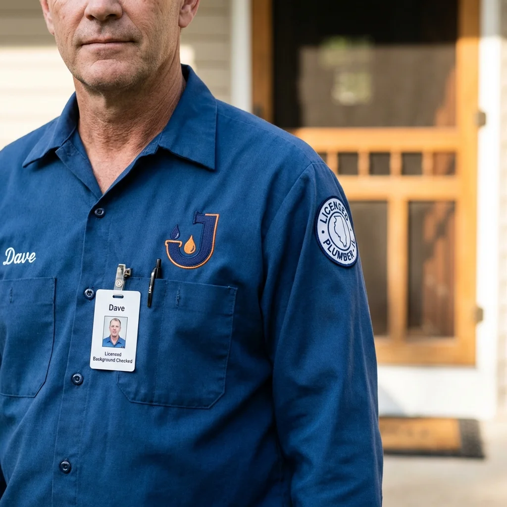 Licensed plumber showing ID badge in Rio Linda, CA